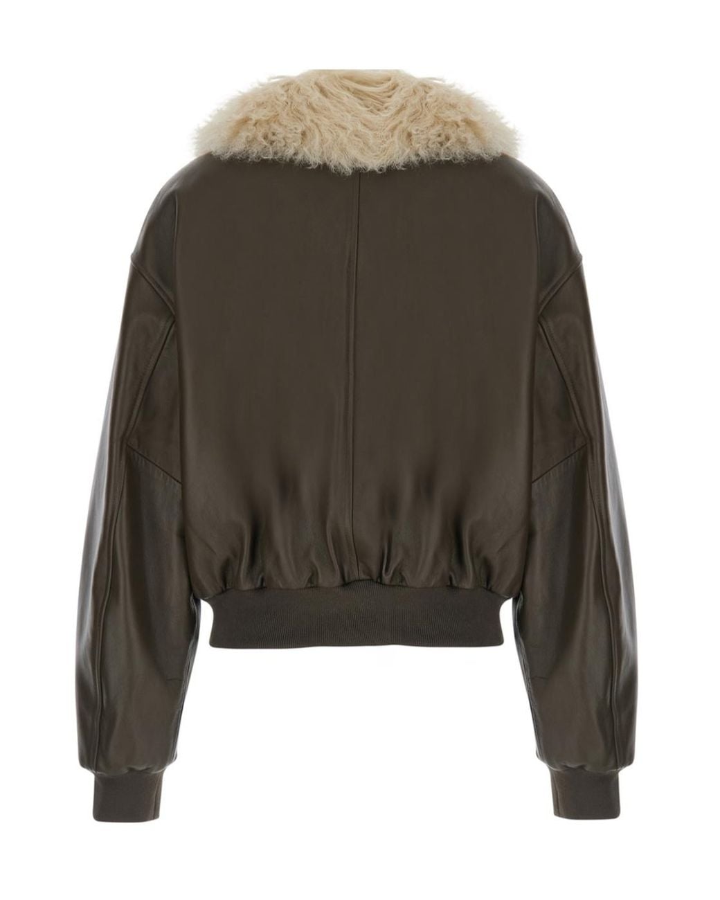 Grifoni Green Detachable Collar Leather Jacket