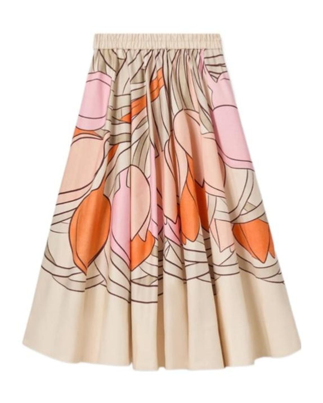 LaDoubleJ Red Balerina Floral-Print Midi Skirt