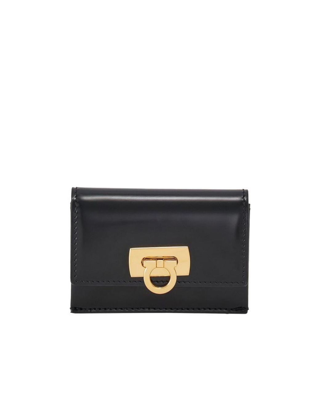 Ferragamo Blue Logo Design Card Holder