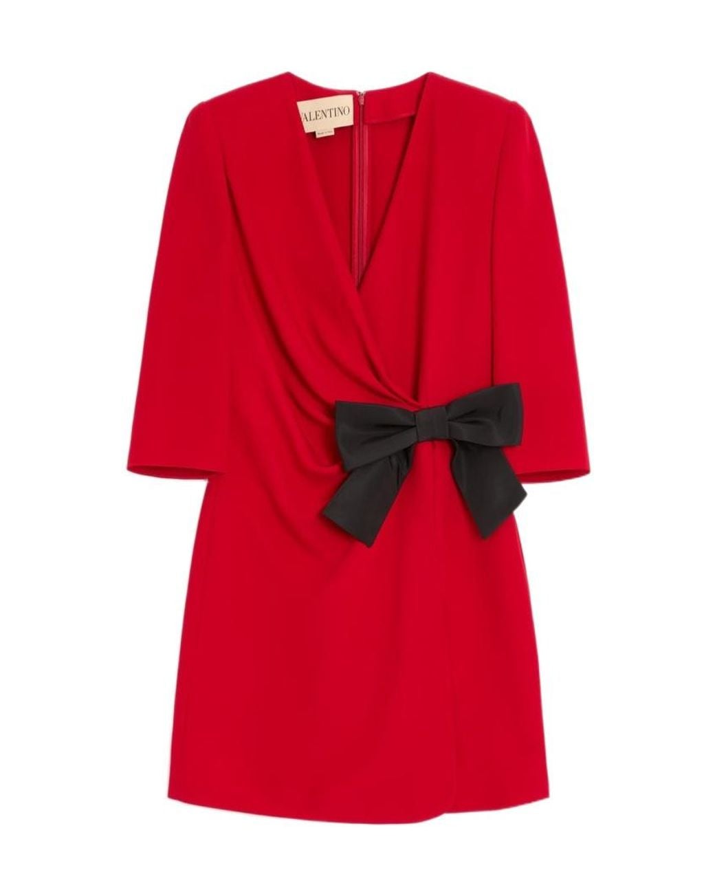 Valentino Red Bow Detailed V-Neck Dress