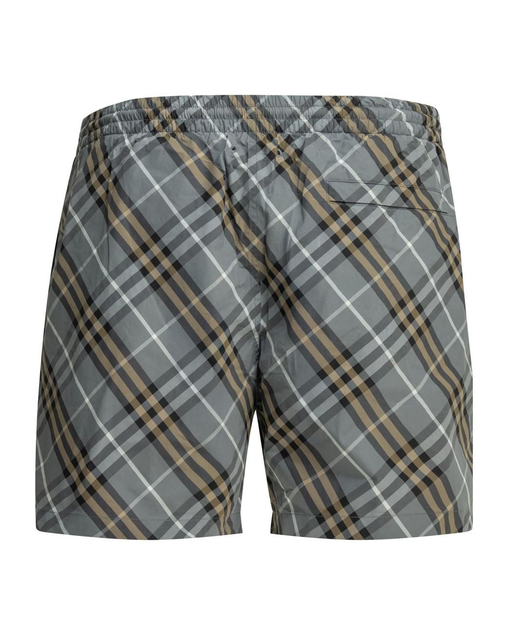 Burberry Gray Check Beach Nylon Shorts for men