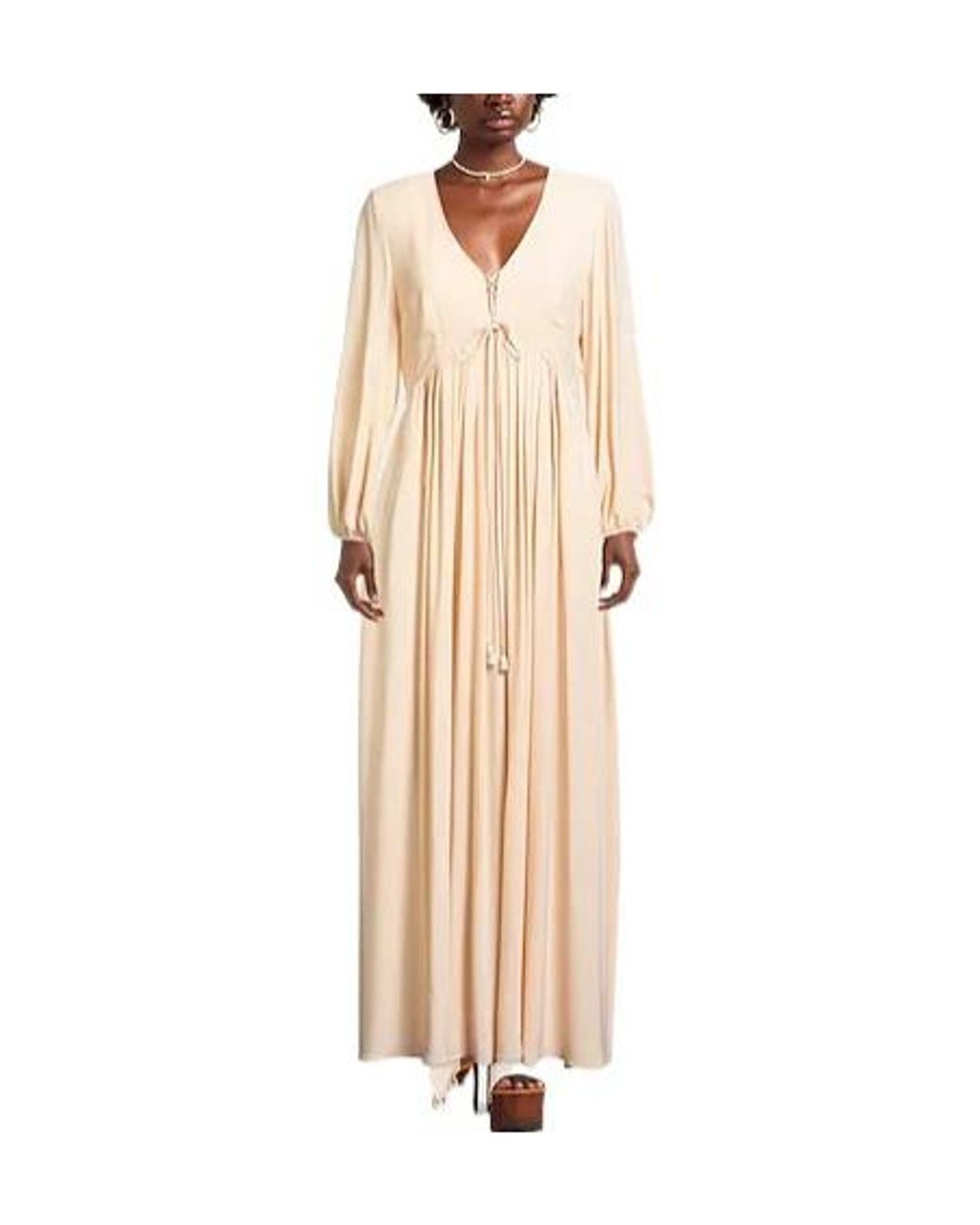 Weekend by Maxmara Natural V-Neck Long Sleeve Flared Skirt