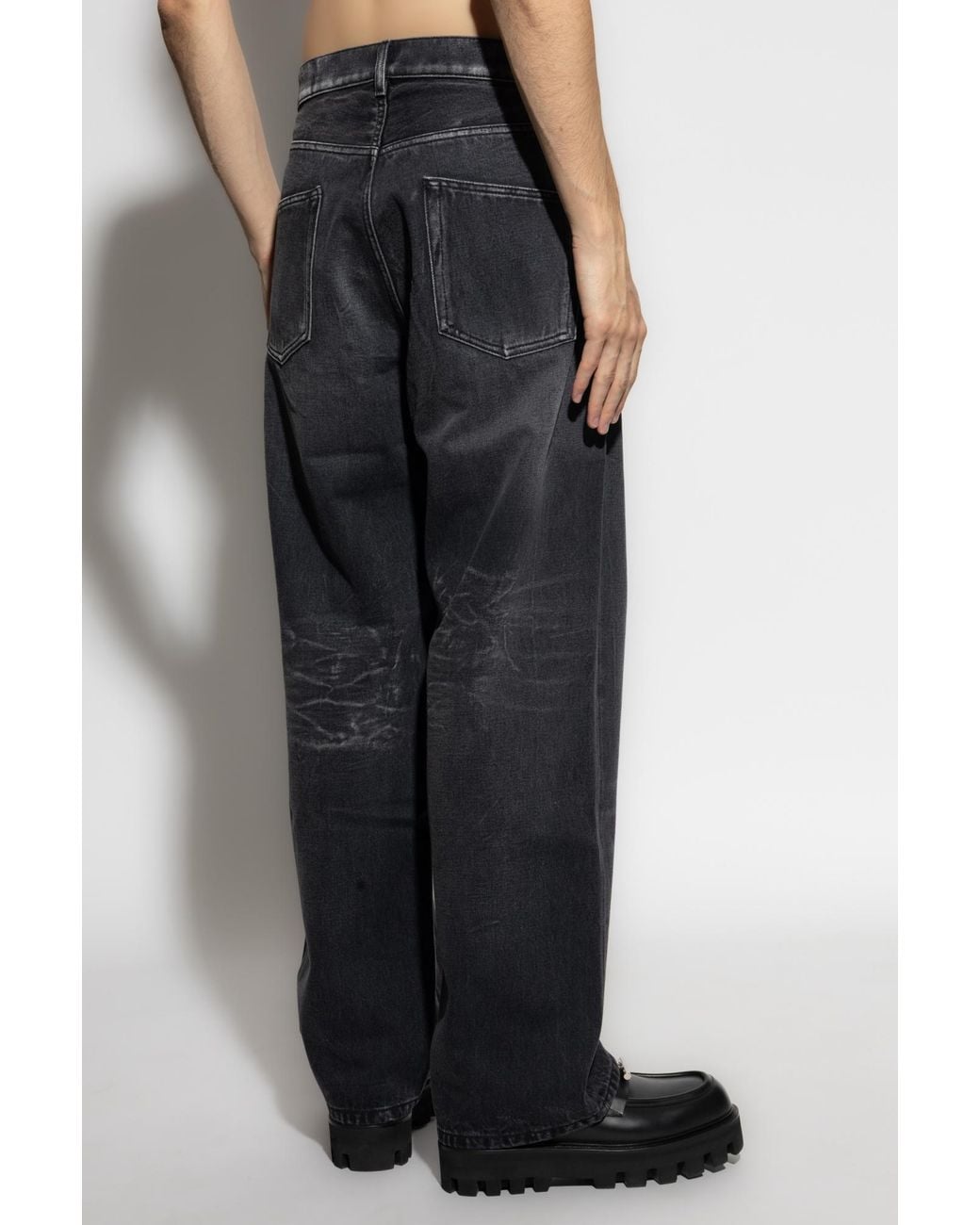 Moschino Black Faded Straight Leg Jeans for men