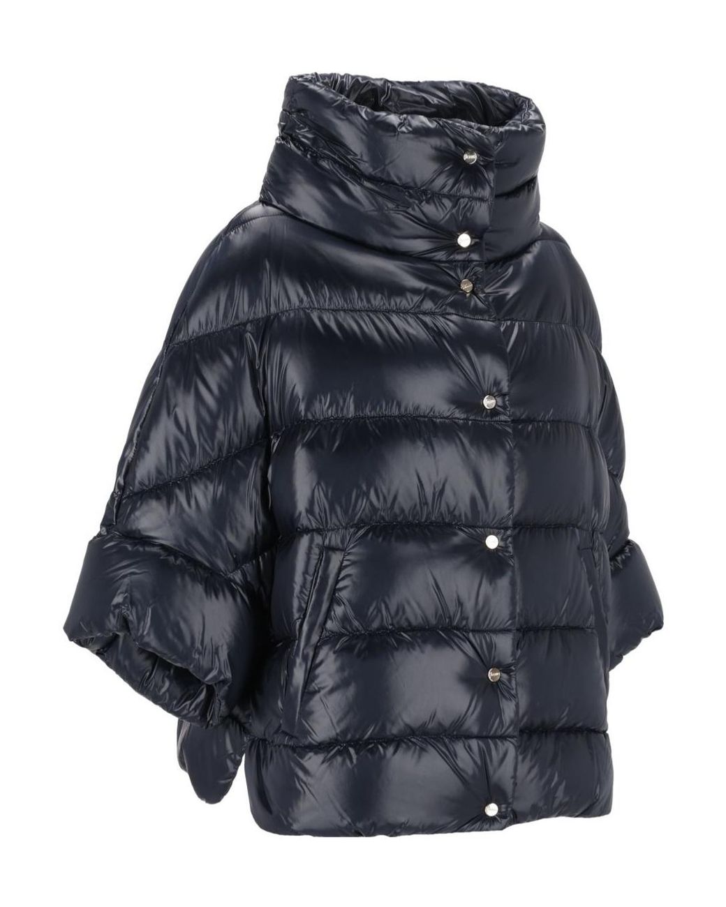 Herno Blue Quilted High-Neck Cape