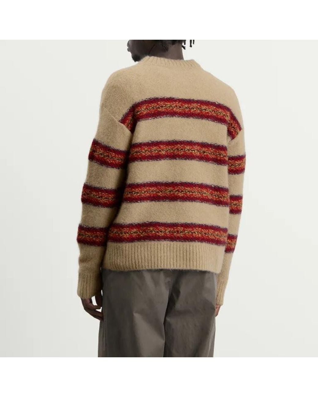 Dries Van Noten Brown Striped Sweater With Circular Patterns for men