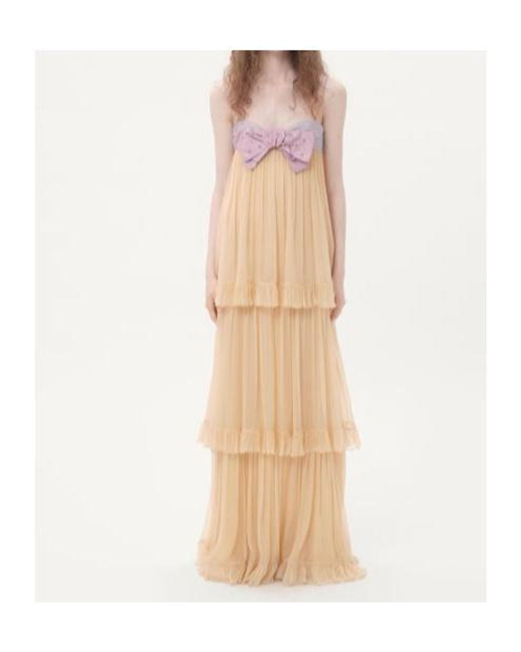 Valentino Natural Embroidered Crepe Chiffon Maxi Dress