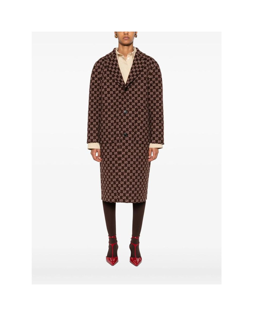 Gucci Brown Belted Button-Up Coat