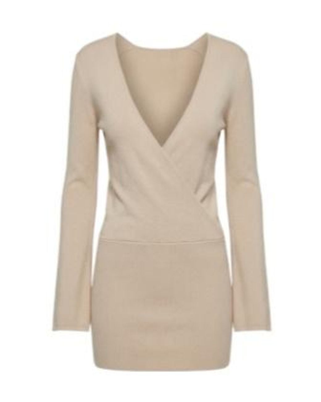 AYA MUSE Natural V-Neck Flared Dress