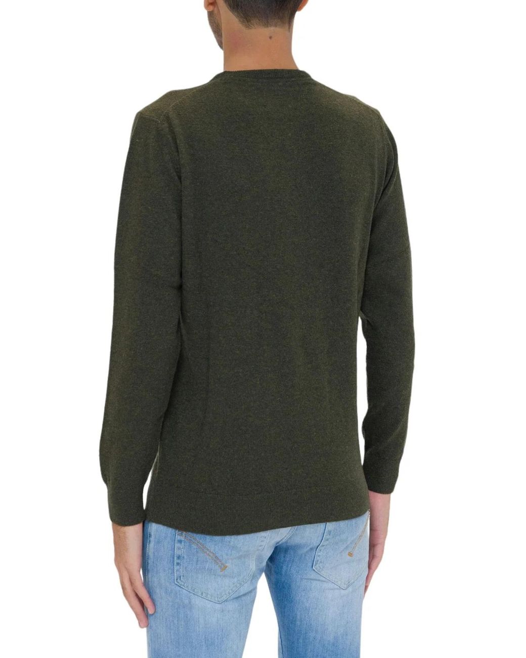 Barbour Green Logo Embroidered Crewneck Knitted Jumper for men