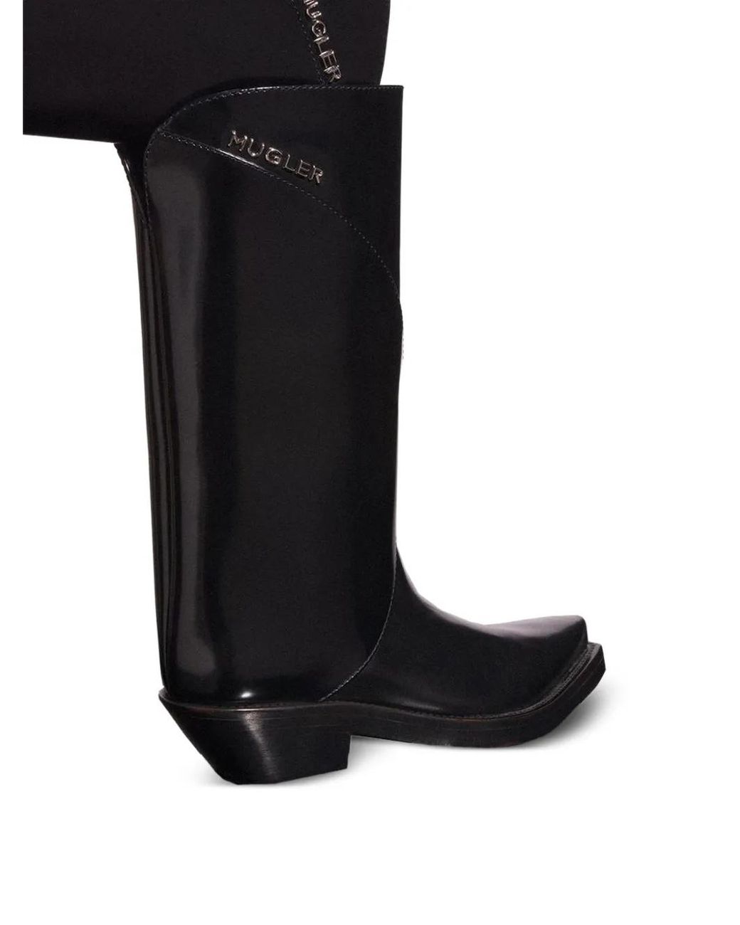 Mugler Black Pointed Leather Boots