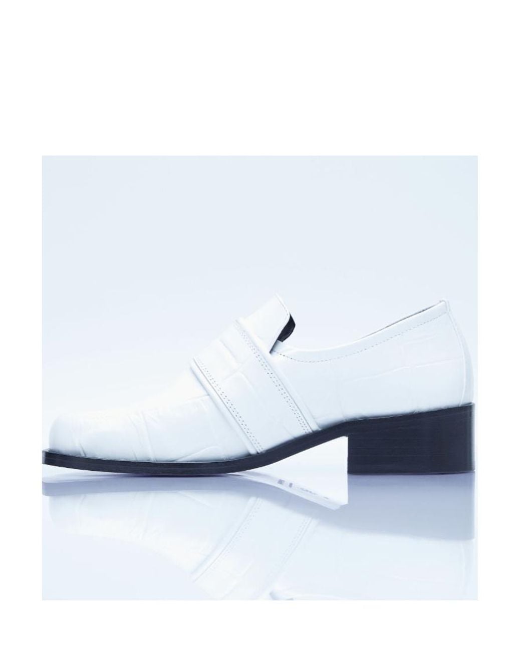 By Far White Embossed Round Head Loafers