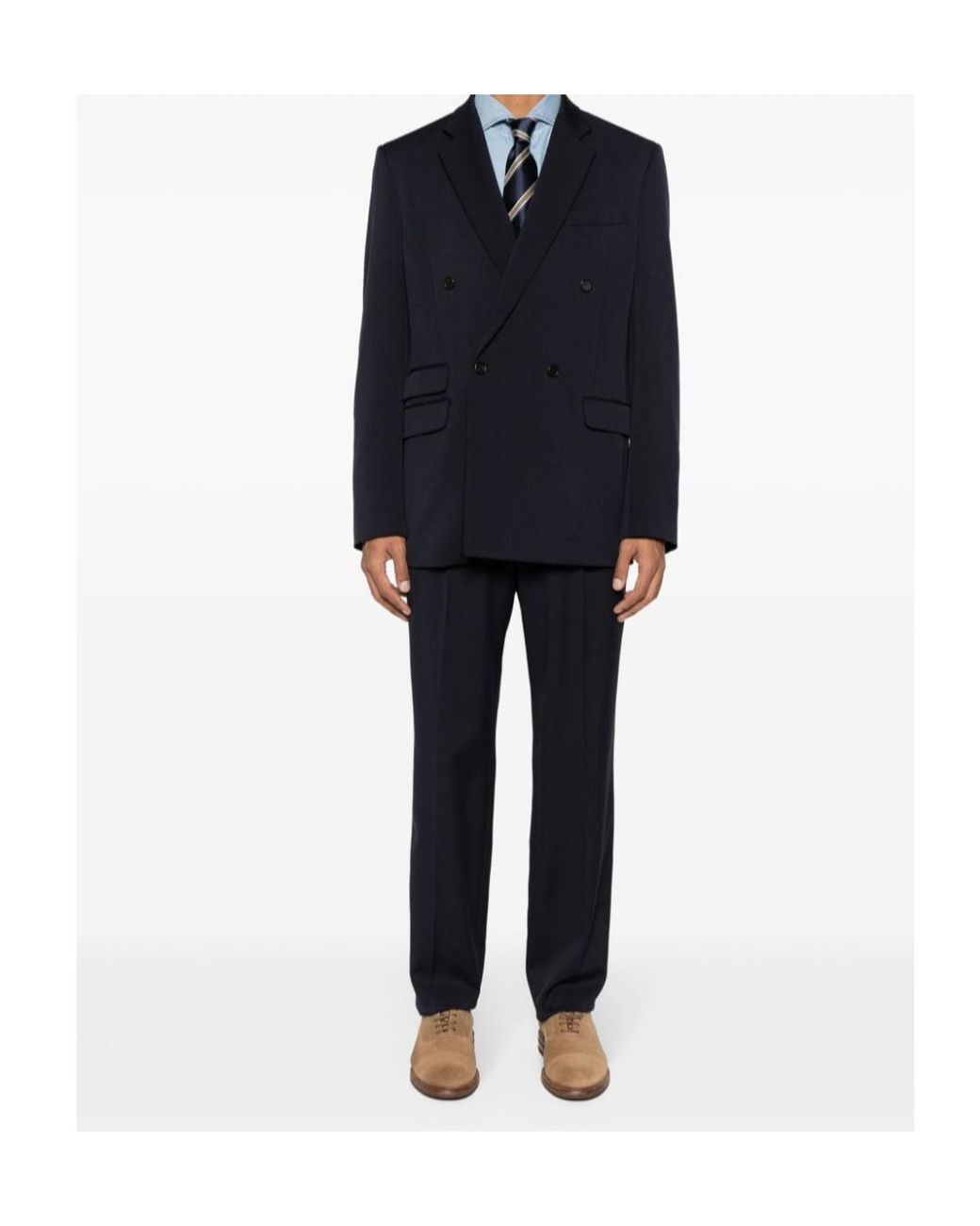 Brunello Cucinelli Blue Buttoned Long-Sleeved Shirt for men