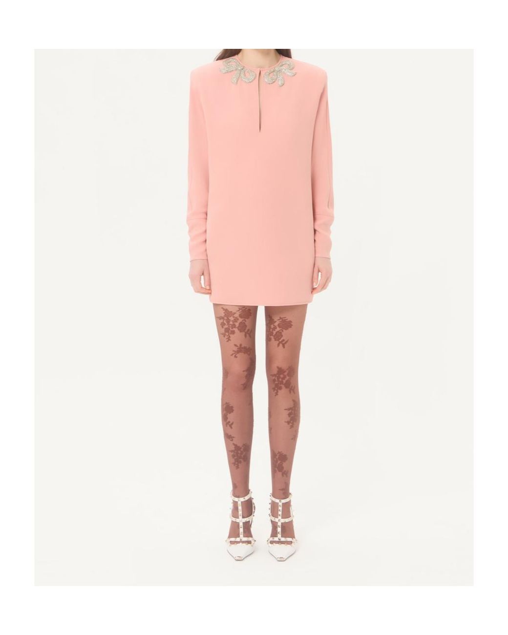 Valentino Pink Cady Couture Embellished Mini Dress