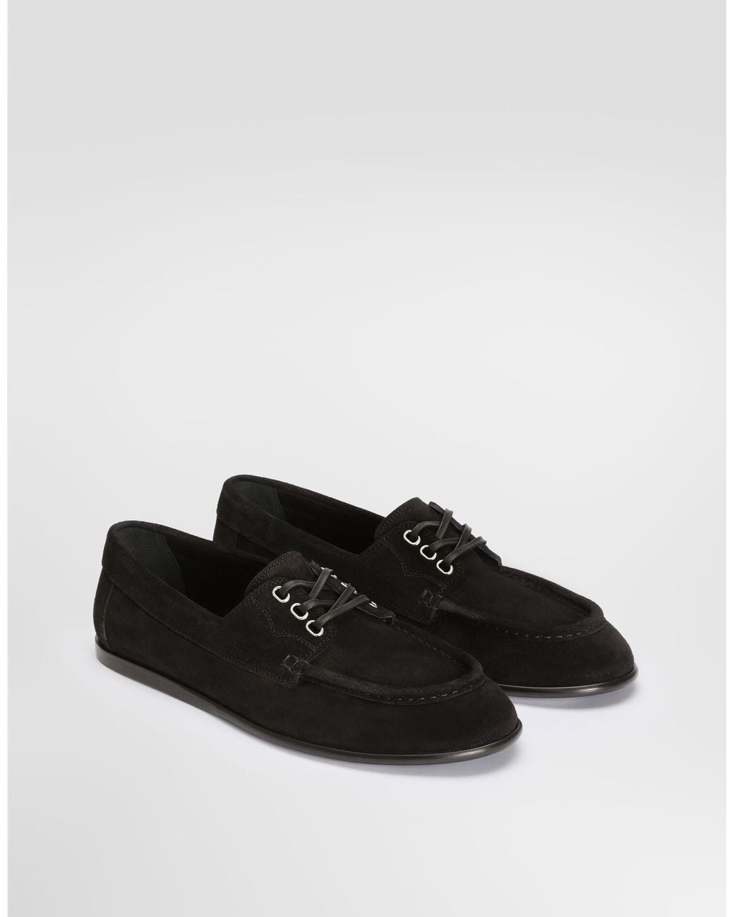 Dolce & Gabbana Black Dolce Gabbana Round Toe Lace-Up Derby Shoes for men