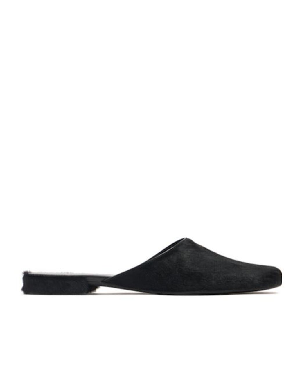 The Row Black Penelope Pony Skin Flat Mules
