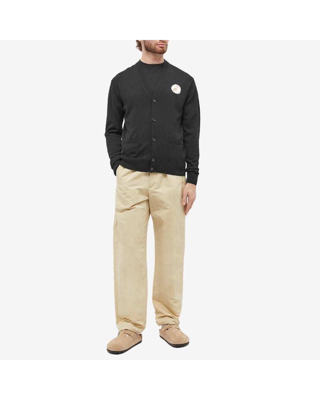 Maison Kitsuné Black Chest Logo-Patch Knit Cardigan for men