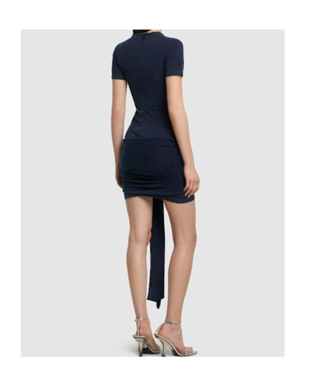 GIUSEPPE DI MORABITO Blue Knitted Ruffled Mini Dress