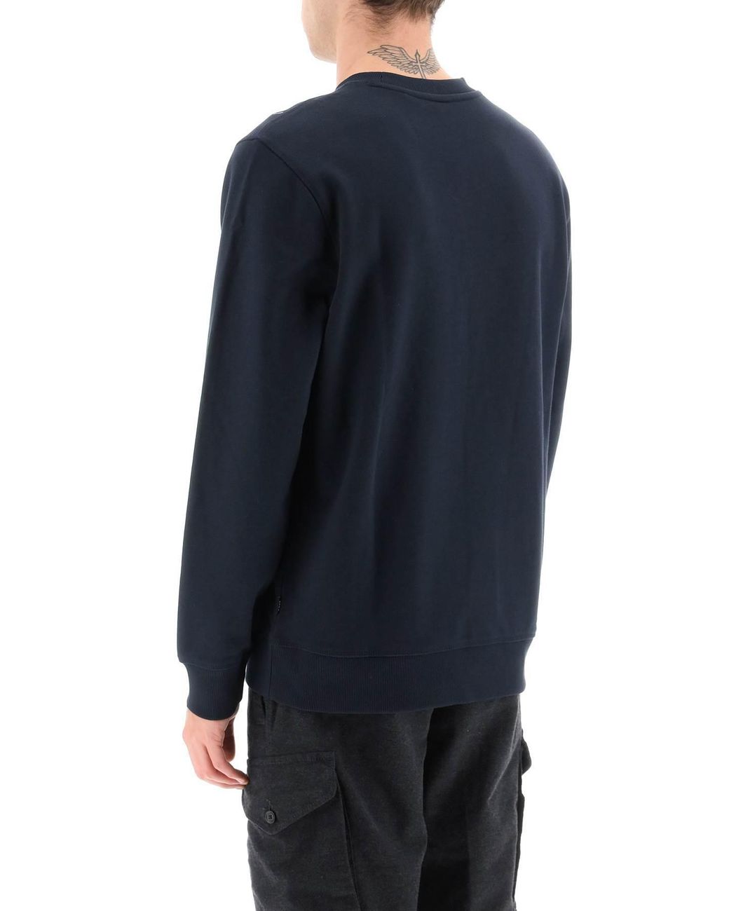 Boss Blue Logo-Print Cotton Sweatshirt for men