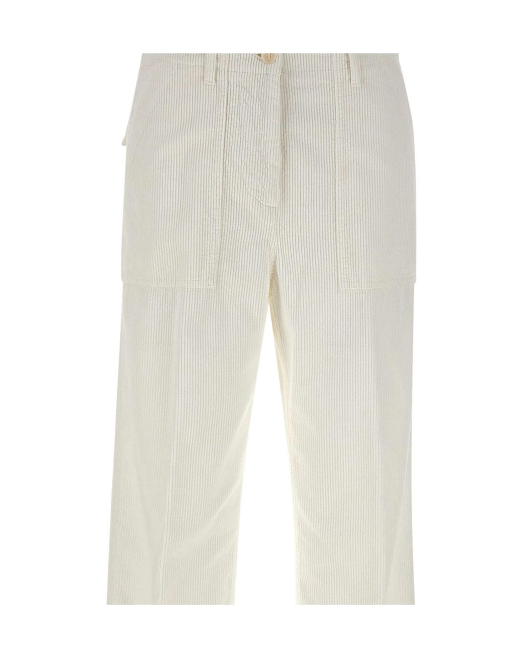 Aspesi White Wide-Leg Corduroy Pants