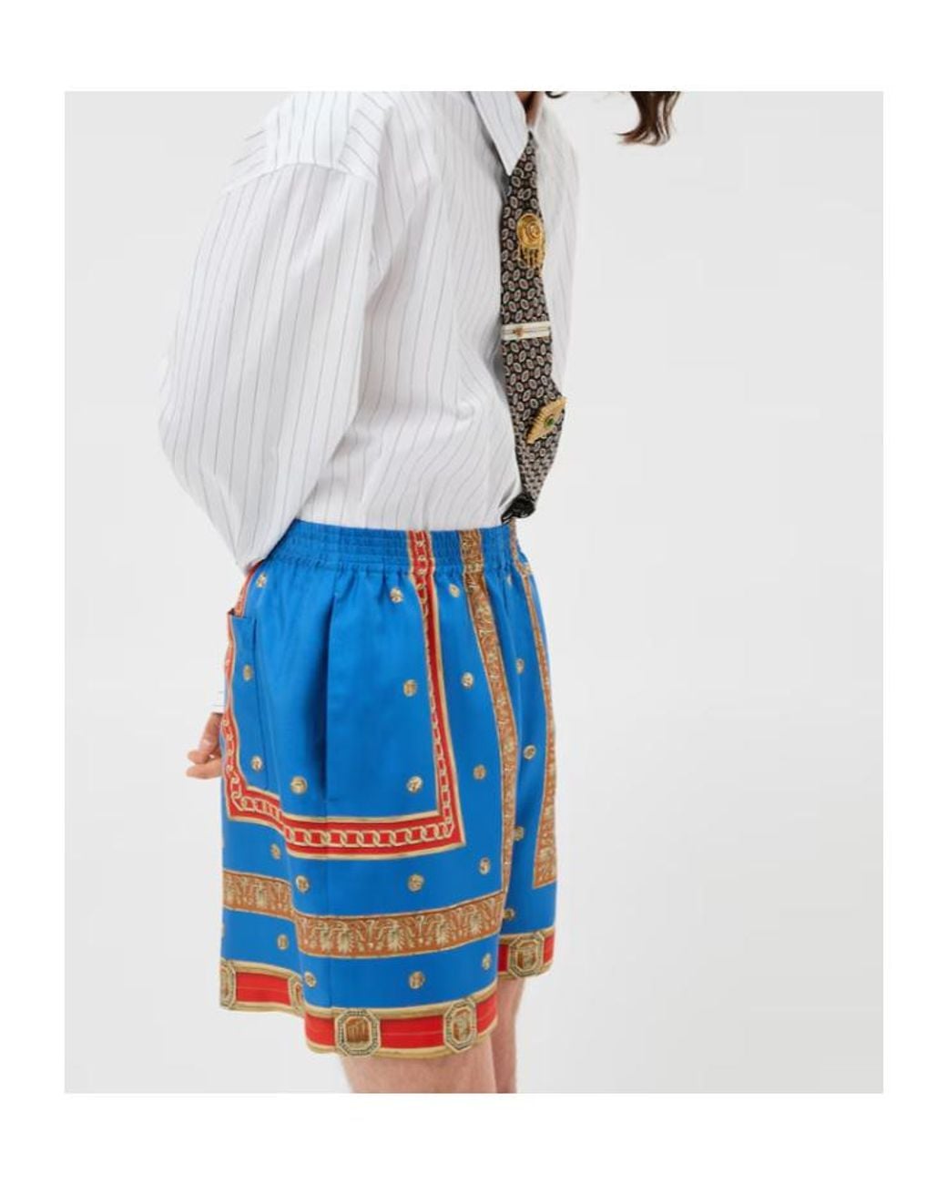 Versace White Stripe Pattern Long-Sleeved Shirt for men