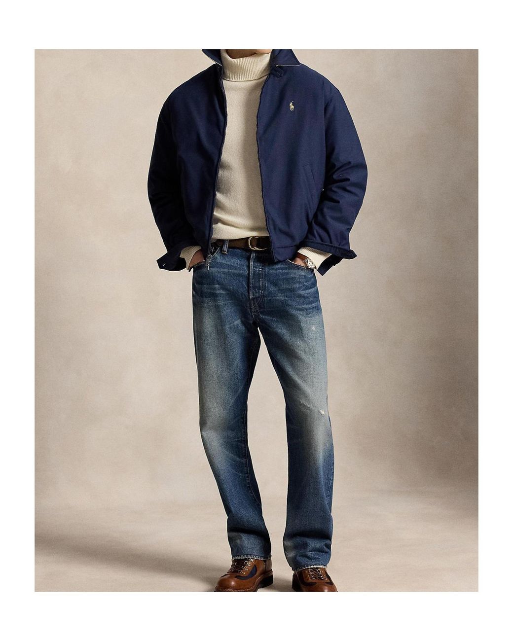 Polo Ralph Lauren Blue Stand Collar Zip Jacket for men