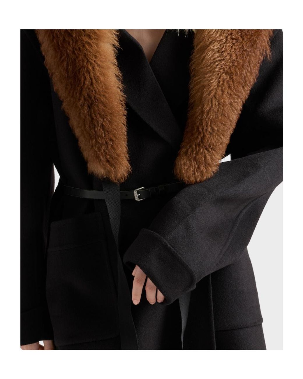 Prada Black Belted Long Coat