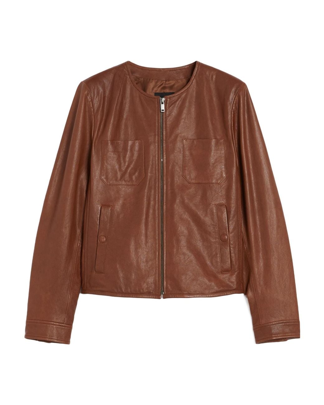 Max Mara Brown Short Nappa Leather Jacket