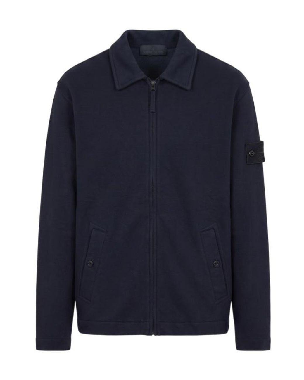 Stone Island Blue Comfort-Fit Zip-Up Collared Sweatshirt for men