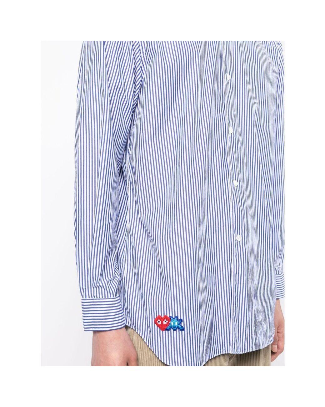 COMME DES GARÇONS PLAY Blue Lapel Long-Sleeved Shirt for men