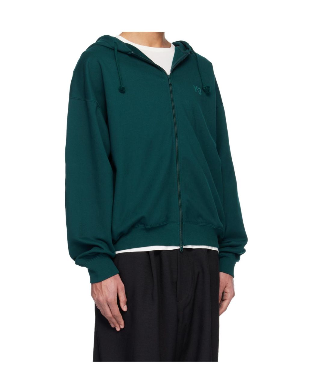 Y-3 Green Fl Zip-Up Hooded Sweatshirt for men