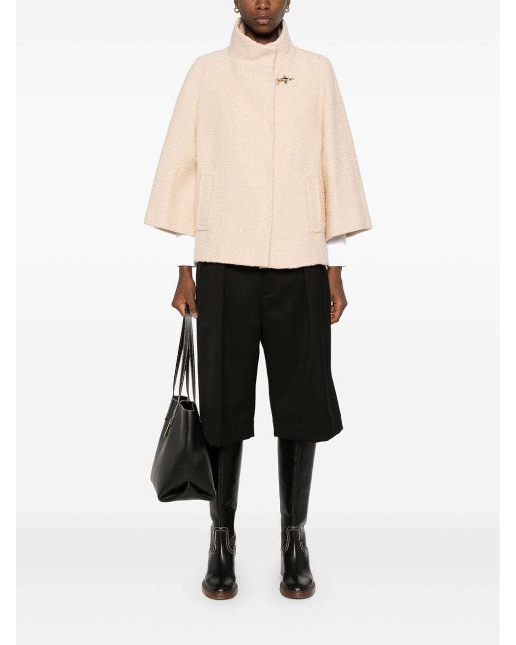 Fay Natural Long-Sleeved Blend Cape
