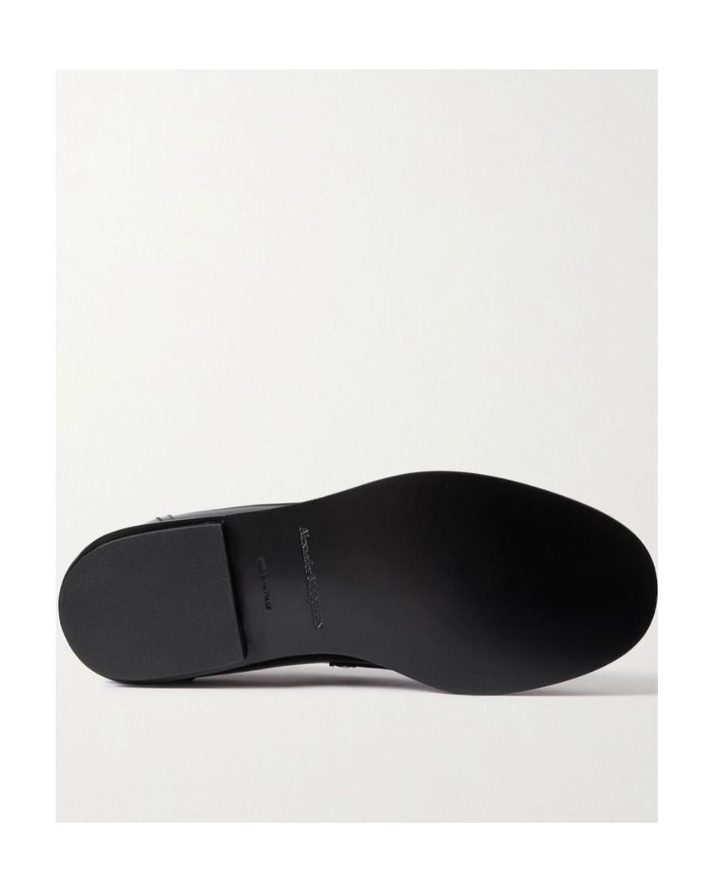 McQueen Black Logo Plaque Slip-On Penny Loafers for men