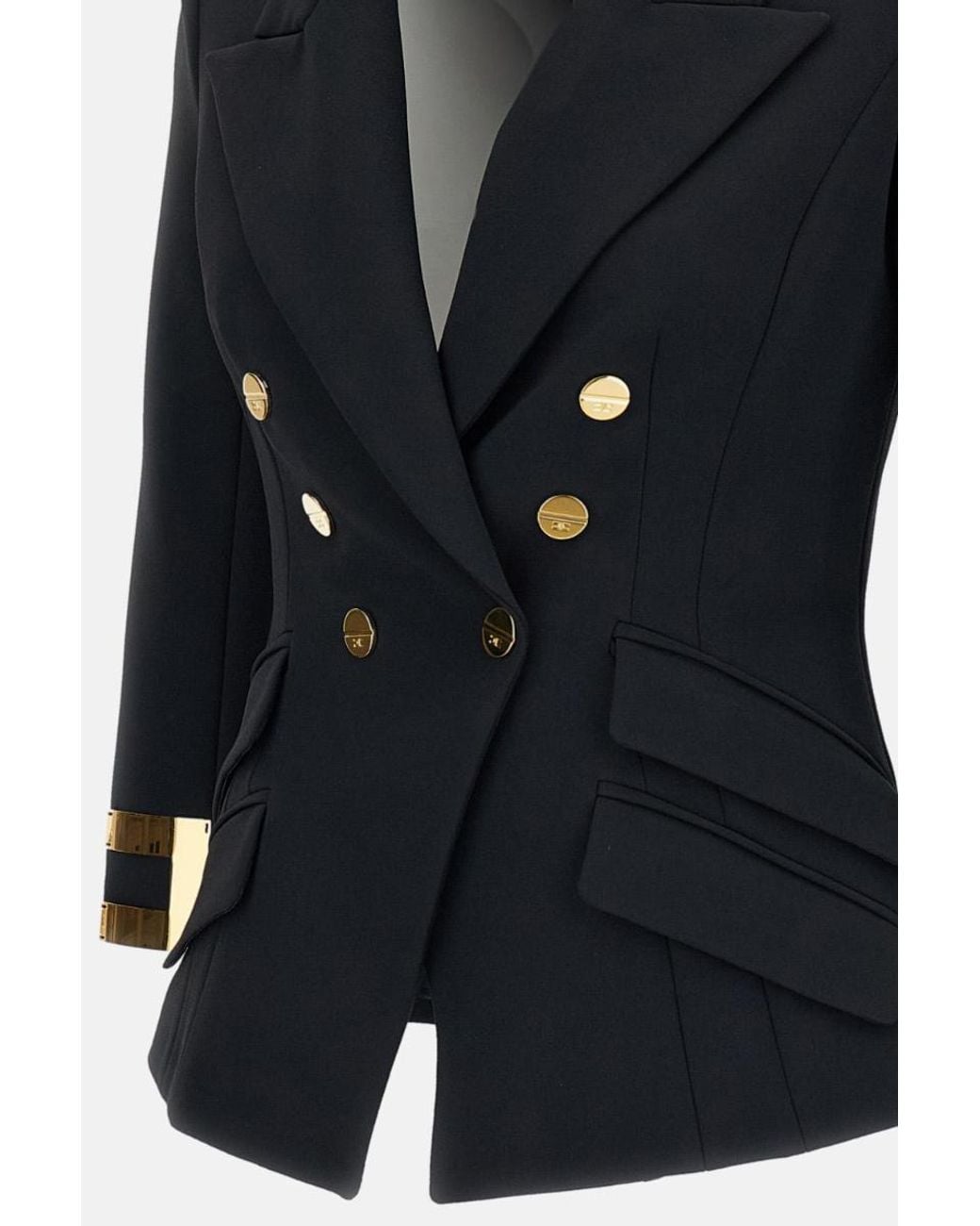 Elisabetta Franchi Blue Double-Breasted V-Neck Jacket