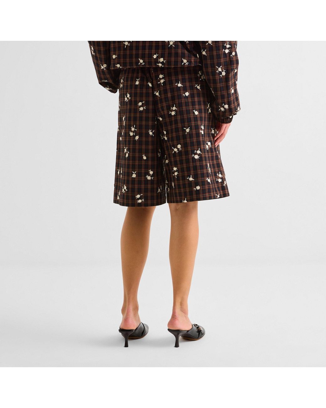 Ganni Black Flower Tailored Shorts