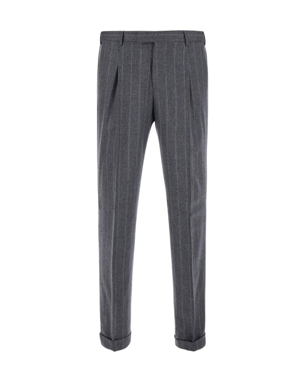 Pt Pantaloni Gray Pt Torino Pinstriped Pleated Pants for men