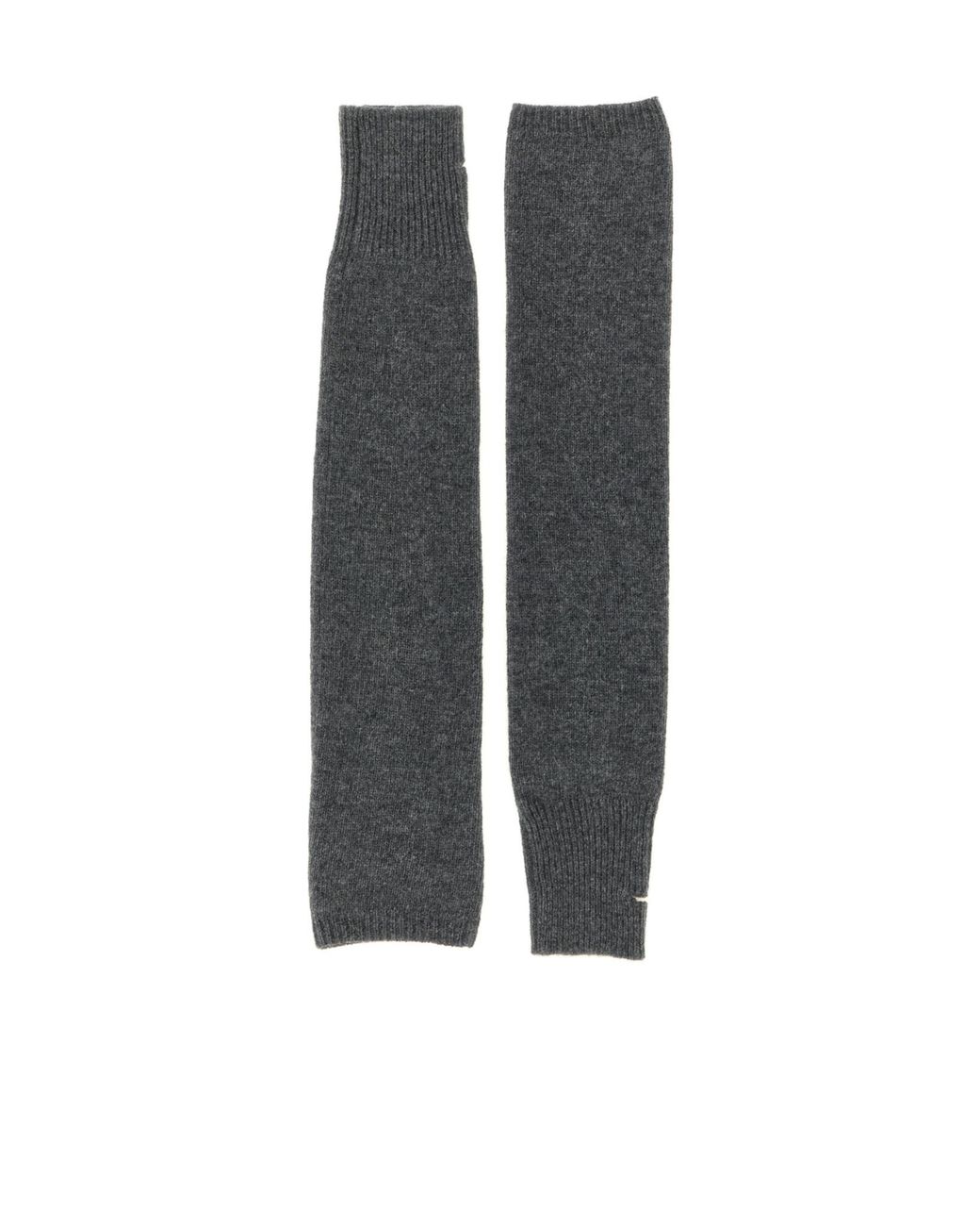 Nude Gray Ribbed Thumb-Slit Gloves