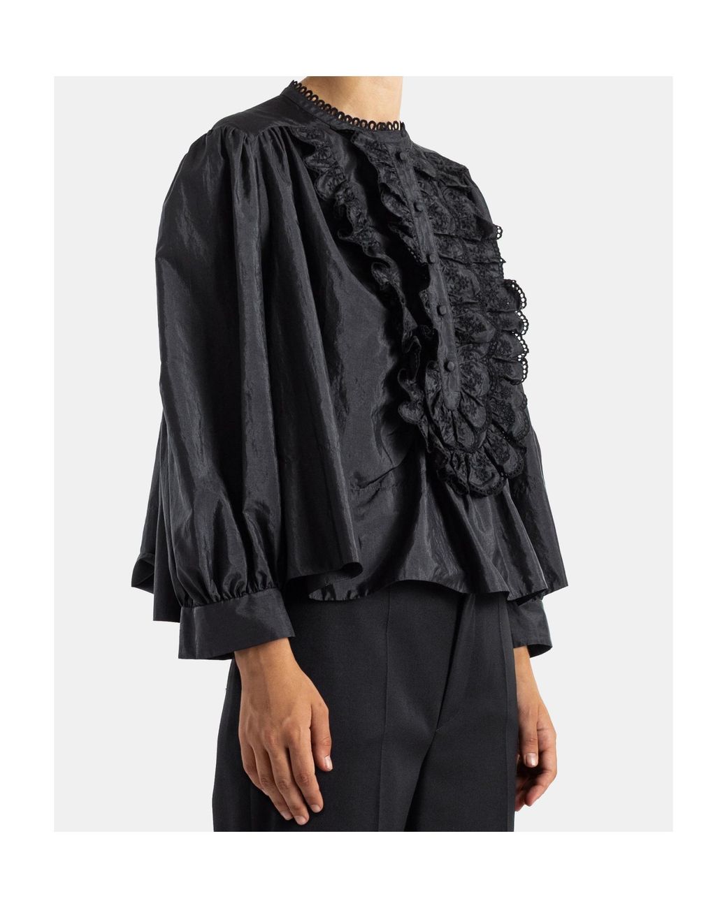 Chloé Black Chloé Gathered Ruffle Top