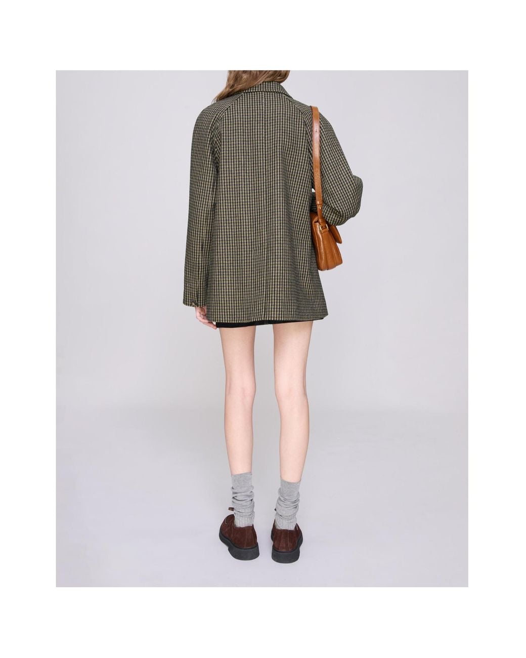 A.P.C. Gray Buttoned Check Coat