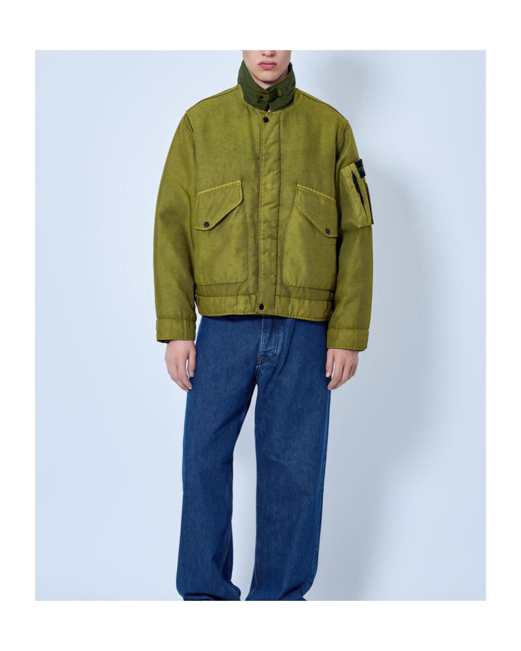Stone Island Green Logo Patch Hooded Jacket for men