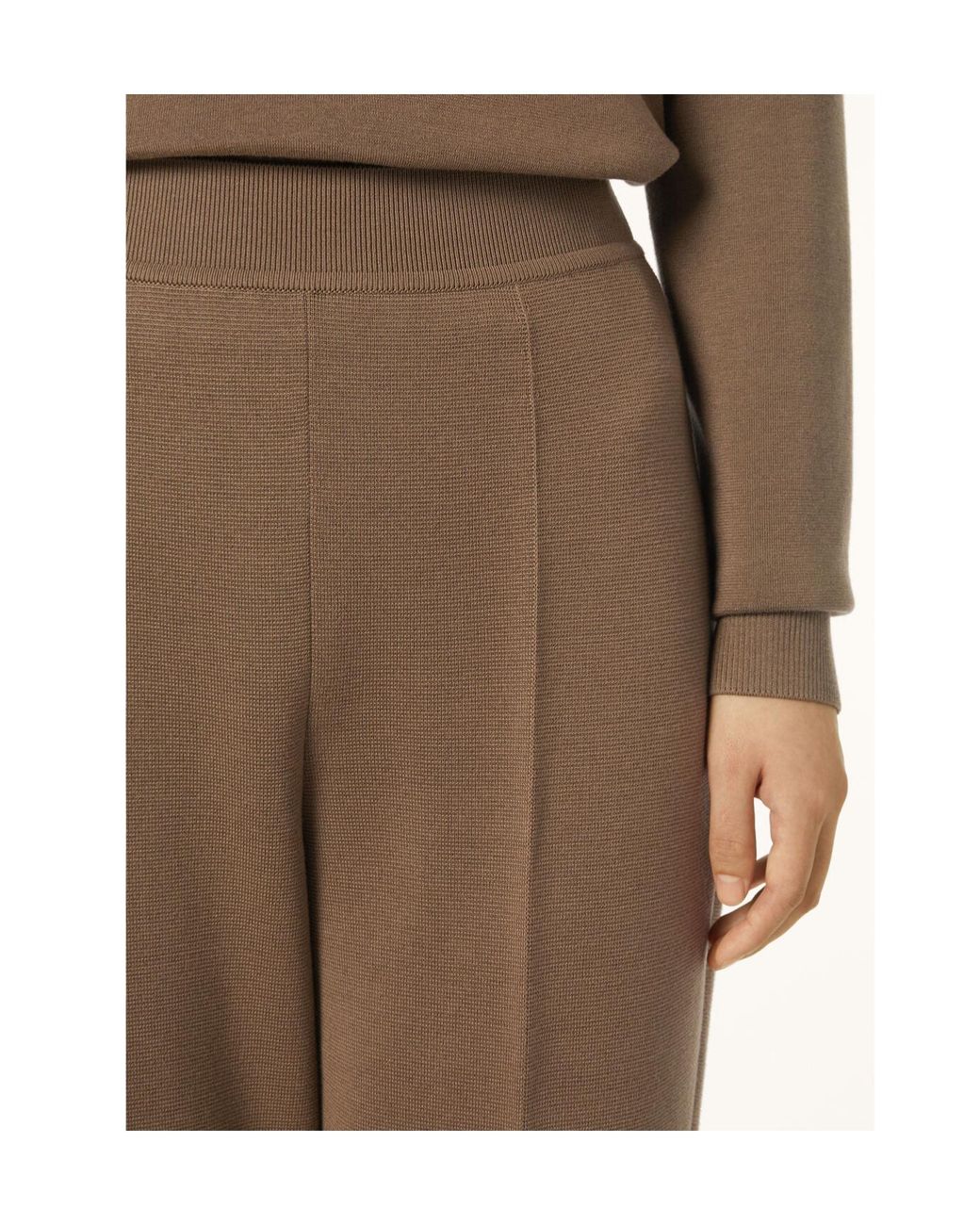 Loro Piana Brown Elastic Ribbed Waist Knitted Casual Pants