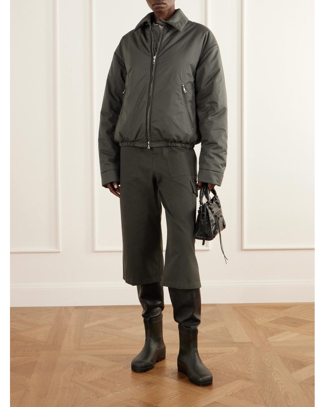 Rier Black Farmer Leather-Trimmed Rubber Rain Boots