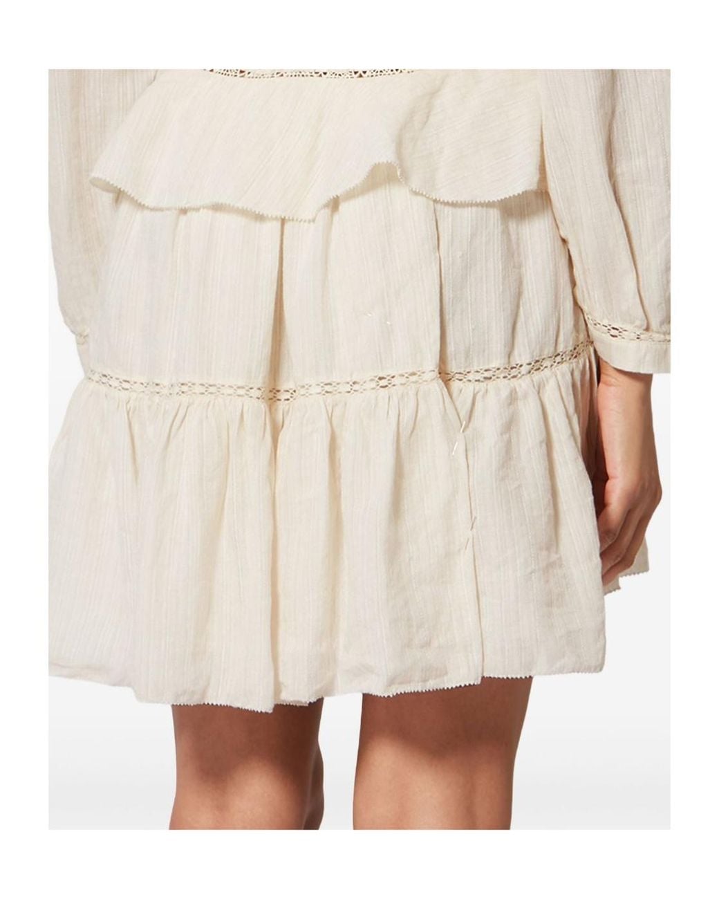 Isabel Marant White Étoile Damya V-Neck Lace Ruffled Mini Dress