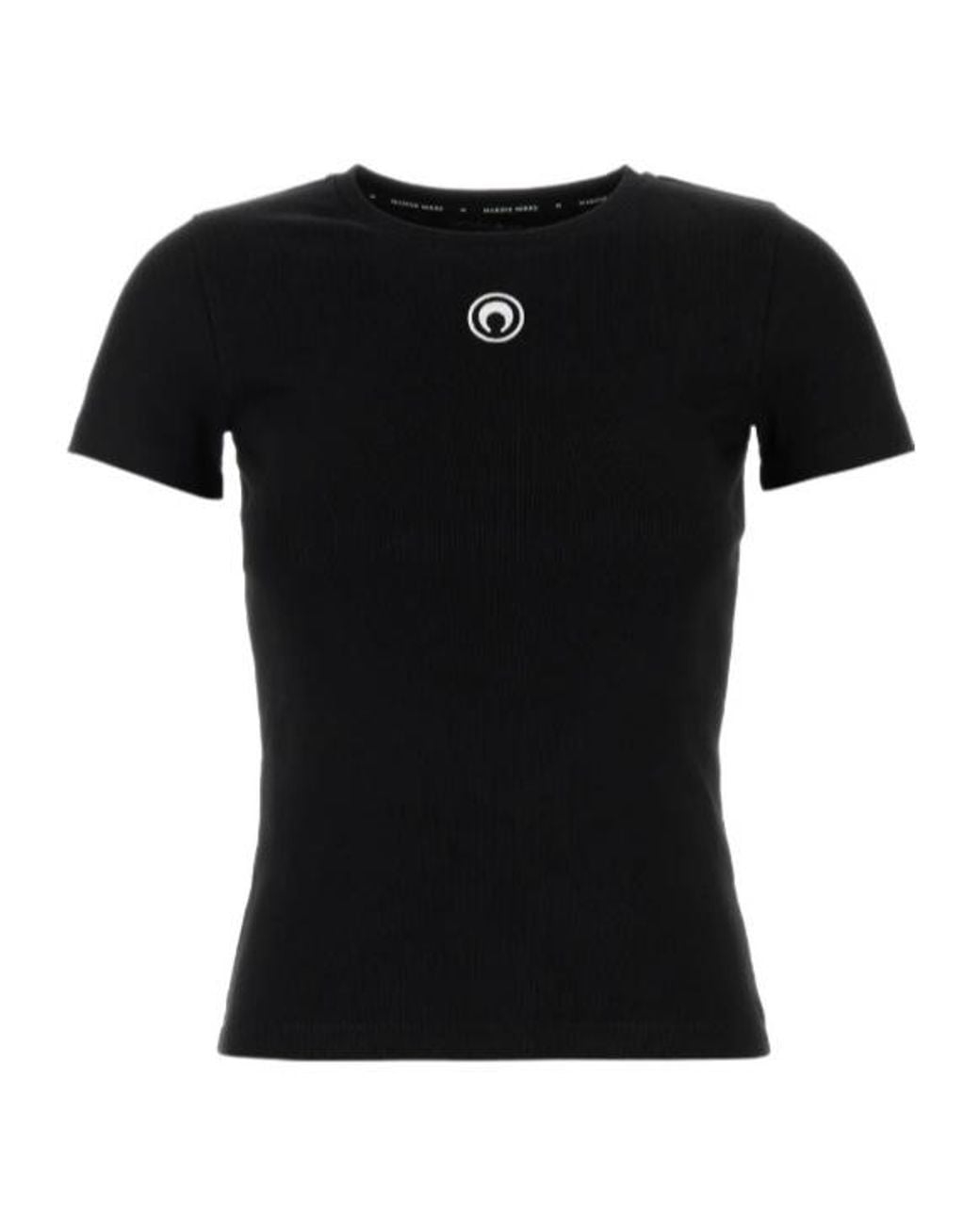 MARINE SERRE Black Crescent Moon Embroidered Crewneck T-Shirt