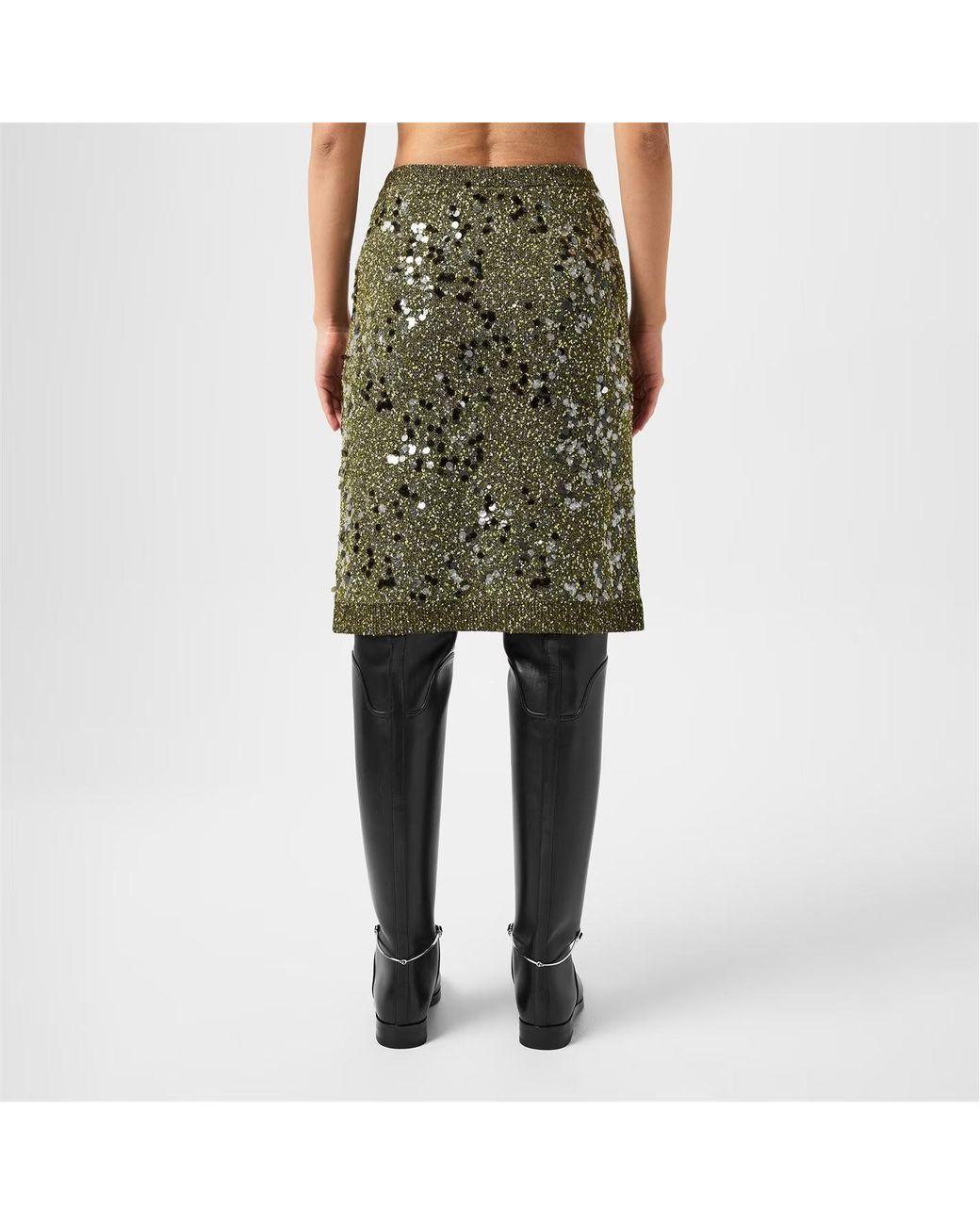 Gucci Green Sequin Knit Skirt