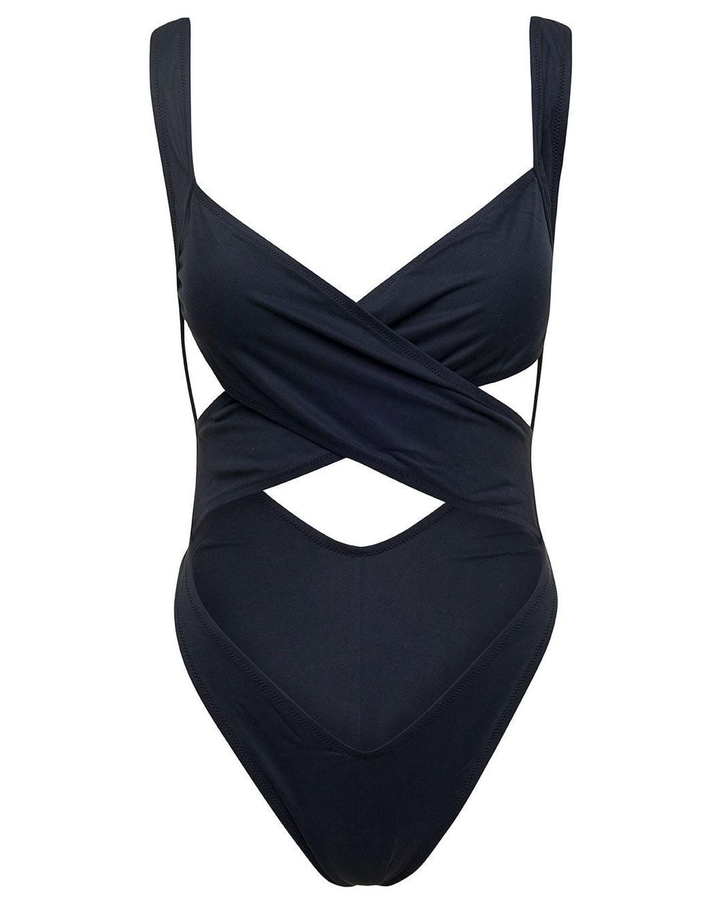 Reina Olga Blue Exotica Cut-Out Open Back Swimsuit