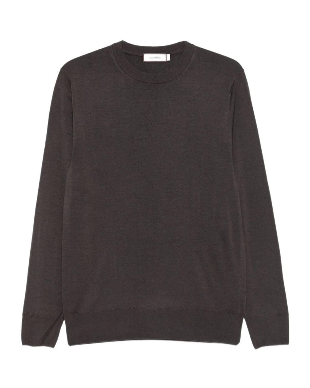 Canali Black Crew-Neck Wool Sweater for men