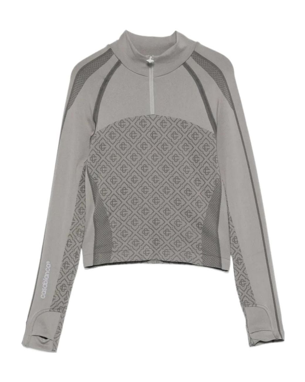Casablanca Gray Monogram Half-Zip Performance Top