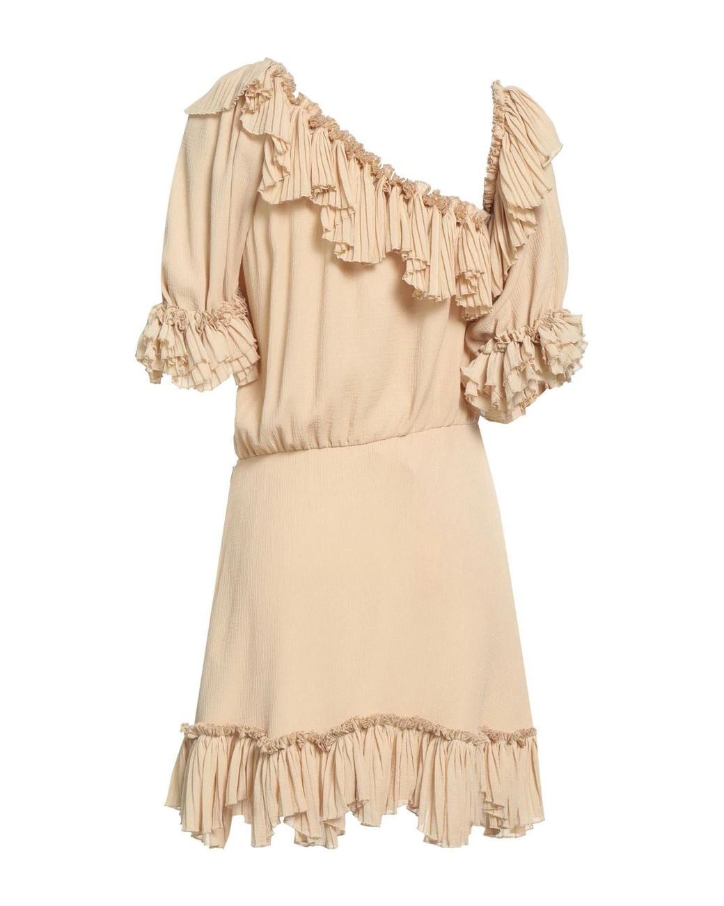 Saint Laurent Natural Minimalist Ruffled Dress