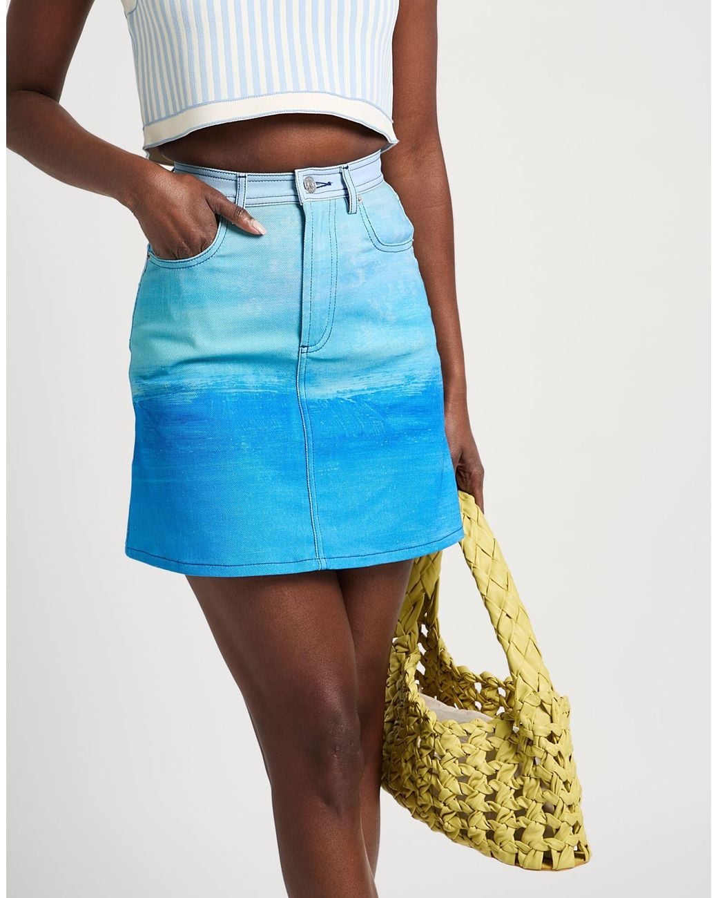 Marni Blue Colored Denim Skirt