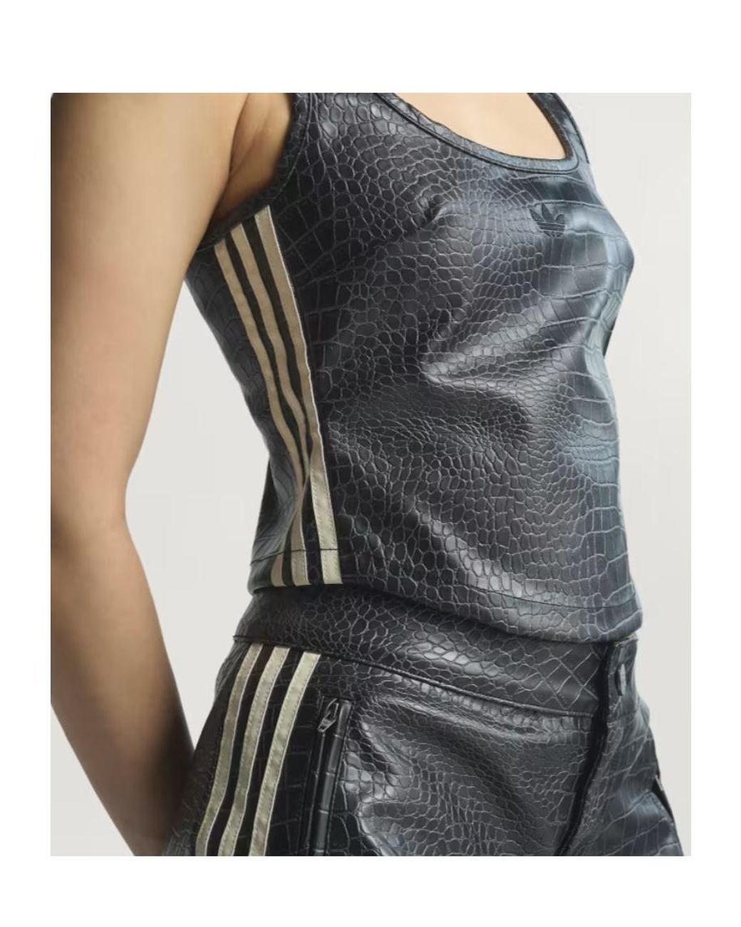 Adidas Originals Gray Pleather Corset Top